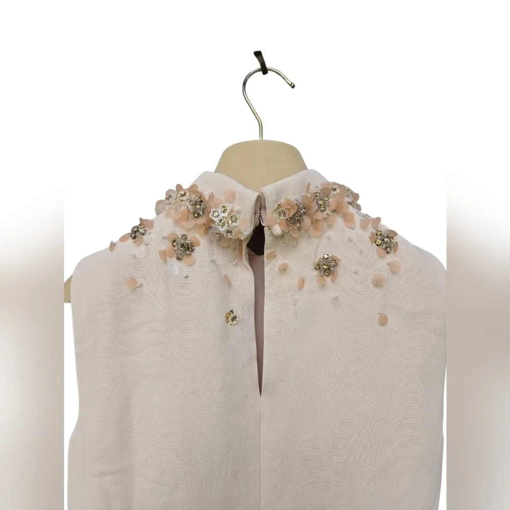 Miu Miu Light Pink A-Line Mini Dress/ Embellished Sequin Detail Collar Size 36